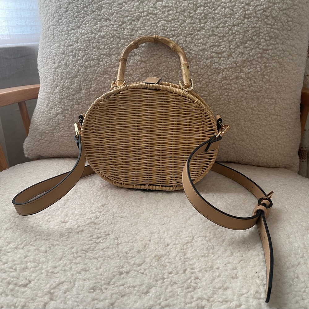 Top Shop wicker straw crossbody bag